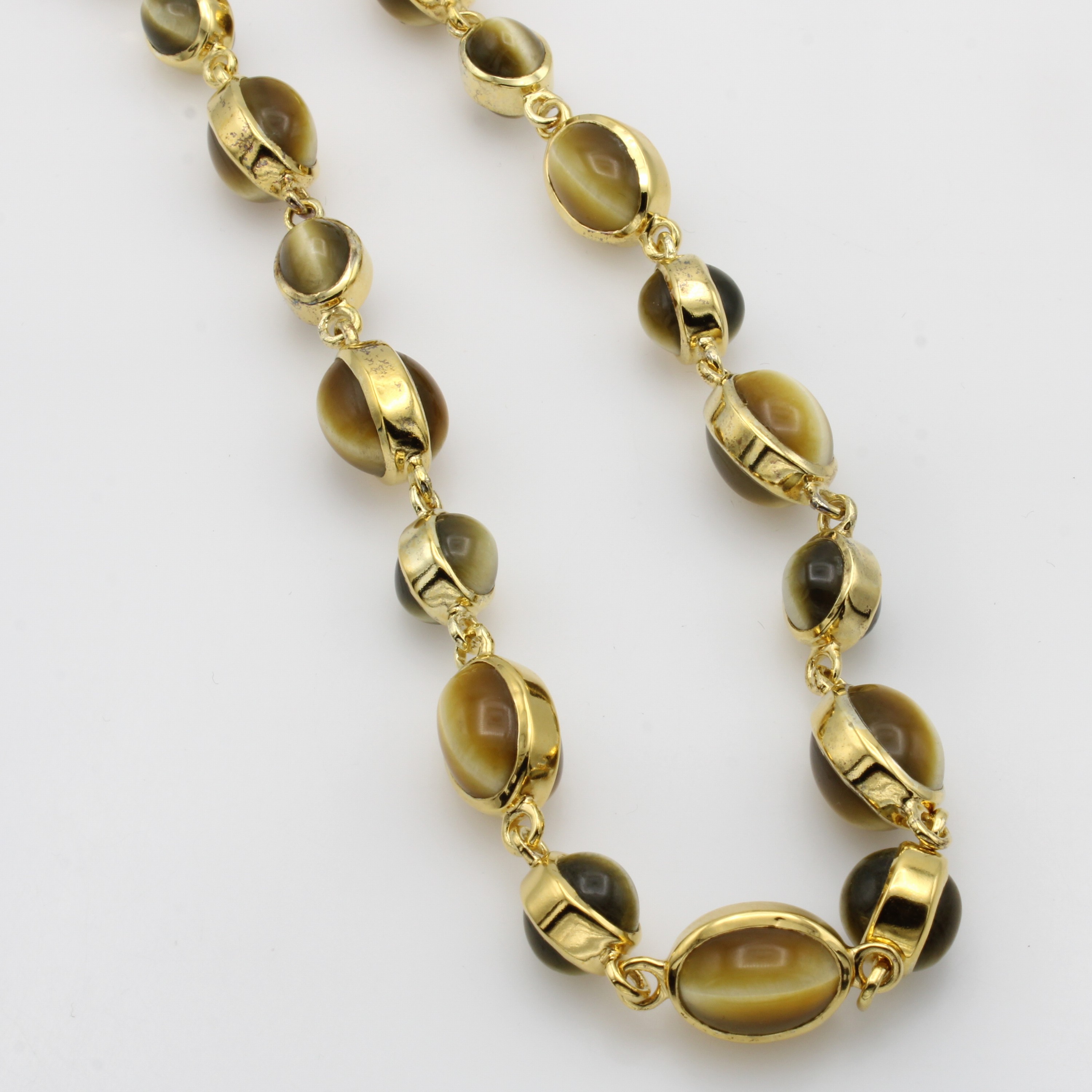 Image 27047049 - Kette mit Tigeraugen, 925er Silber verg., ovale Tigeraugen in versch. Größen, L. ...