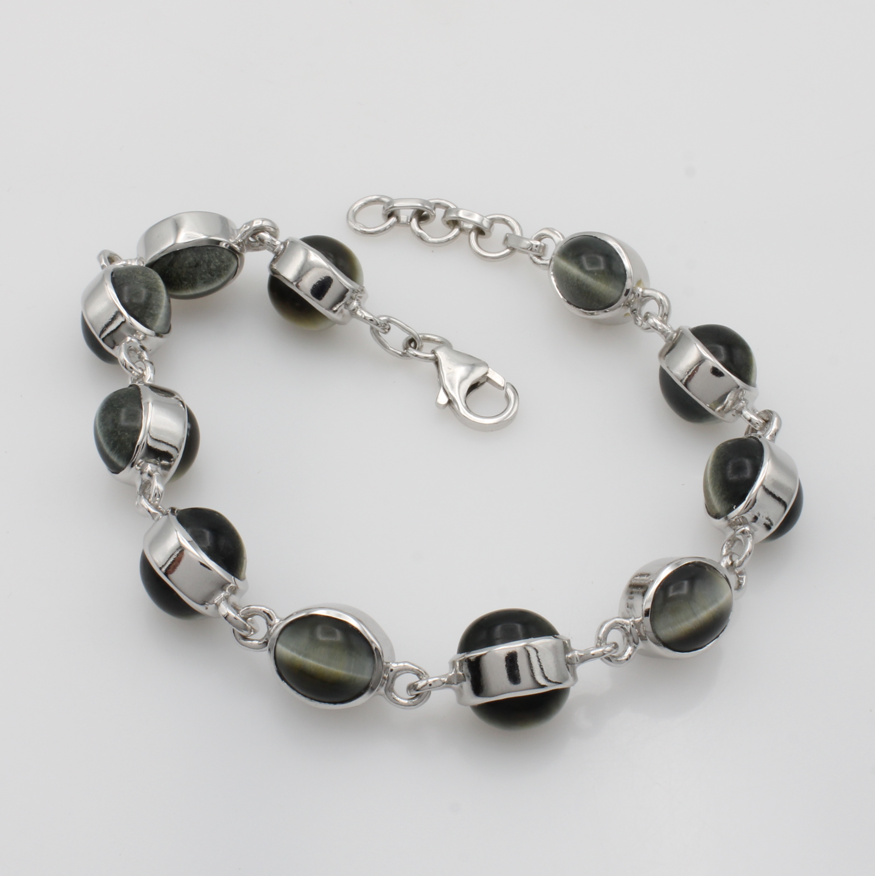 Image 27047057 - Armband mit Tigeraugen, 925er Silber, ovale Tigeraugen, L. variabel v. 21.5-24 cm