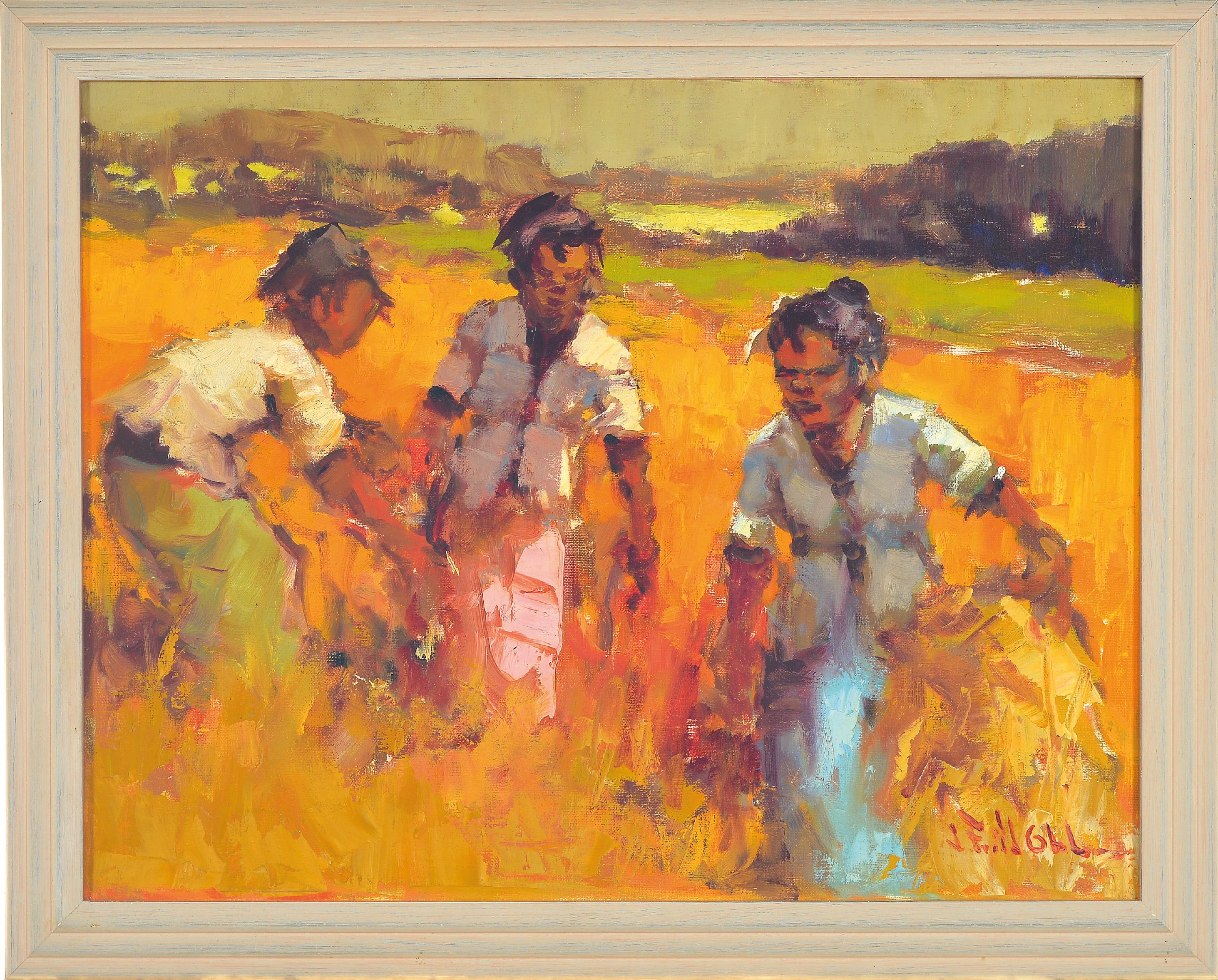 Detail k: Frits Lucien Ohl, 1904 Palembang/Indonesien- 1976 Den Haag, indonesische Frauen bei der Feldarbeit, Öl/Lwd, rechts unten signiert, ca.35x45cm, R. ...