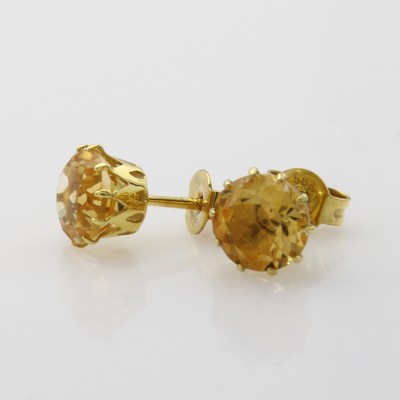 27047025a - Paar Ohrstecker mit Citrinen, GG 585/000, 2 Citrine in Krappenfassungen zus. ca. 2.15 ct ...