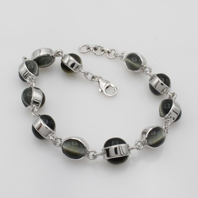 Image Armband mit Tigeraugen, 925er Silber, ovale Tigeraugen, L. variabel v. 21.5-24 cm