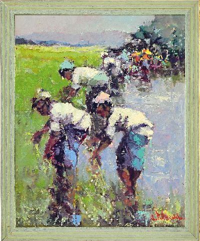 27047062k - Frits Lucien Ohl, 1904 Palembang/Indonesien- 1976 Den Haag, indonesische Bauern beim ...