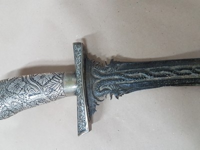27047072d - Kris, wohl Südsumatra, Palembang, 19. Jh., aufwendige Klinge, silberne Scheide und ...