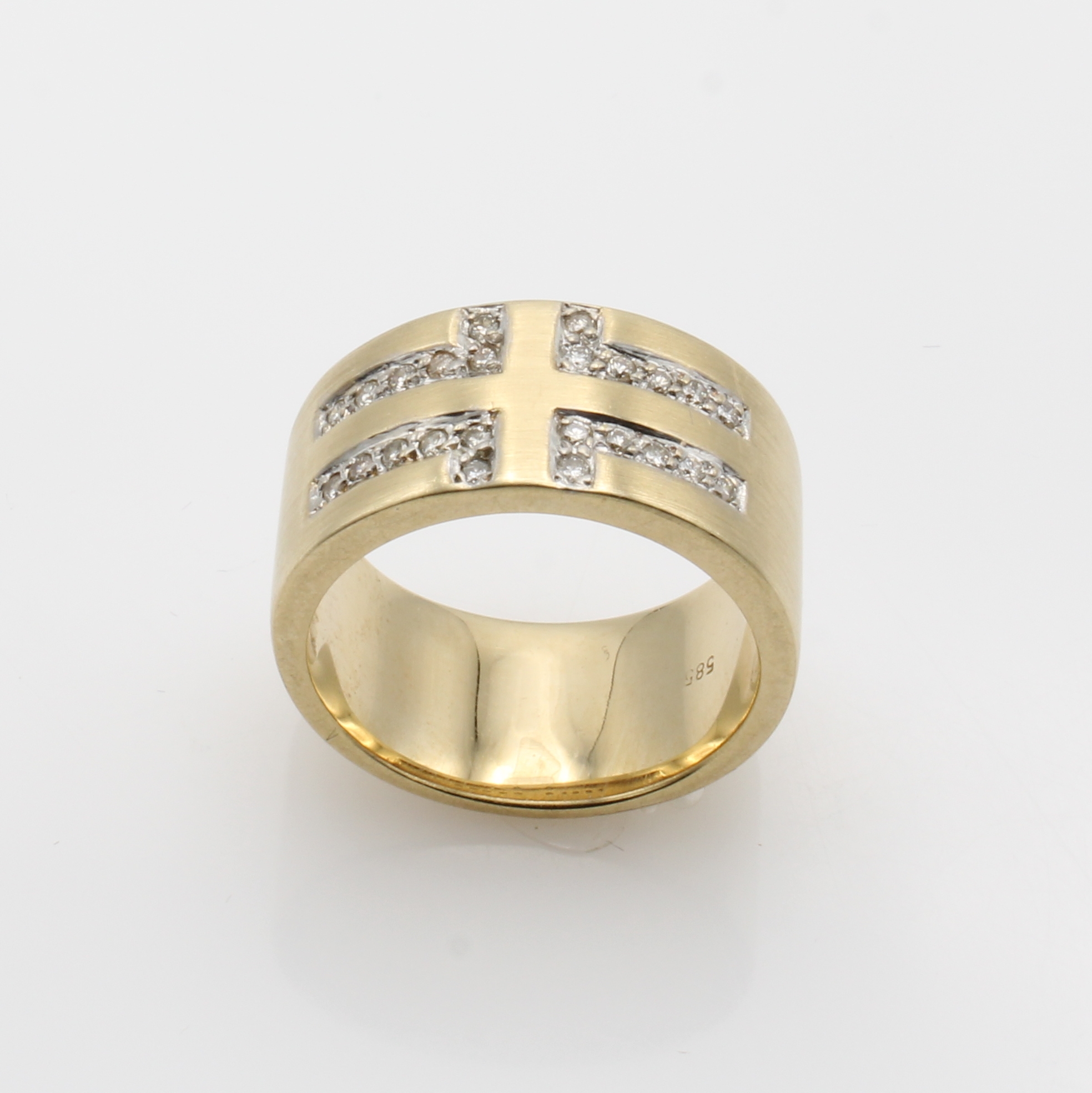 Image 27047196 - Ring mit Brillanten, GG 585/000, Brill. zus. ca. 0.12 ct Weiß/si, massive Verarbeitung, ...