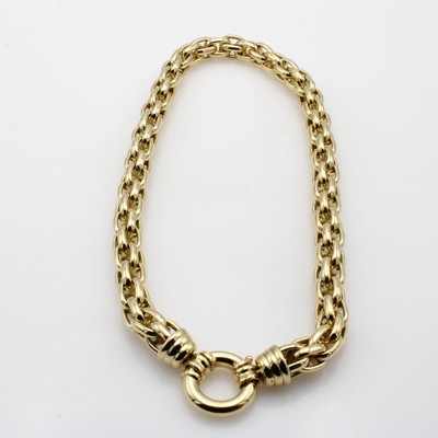 27047181a - Collier, GG 585/000, große Federringschl., B. ca. 10 mm, L. ca. 46 cm