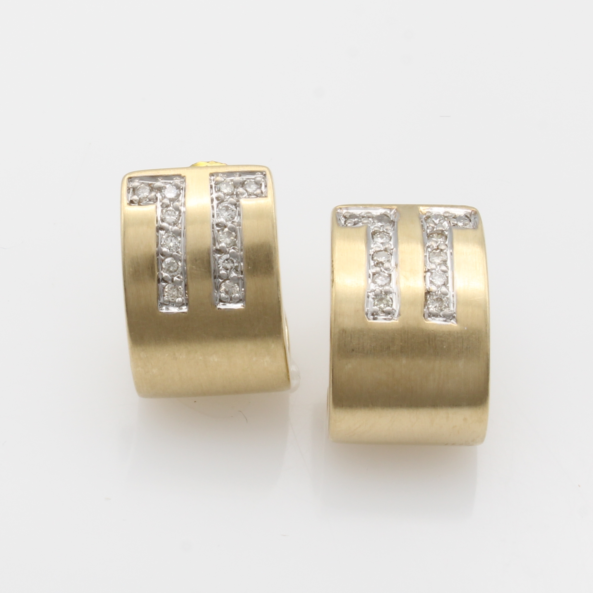 Image 27047202 - Paar Halbcreolen mit Brillanten, GG 585/000, massive Verarbeitung, Brill. zus. ca. 0.12 ...