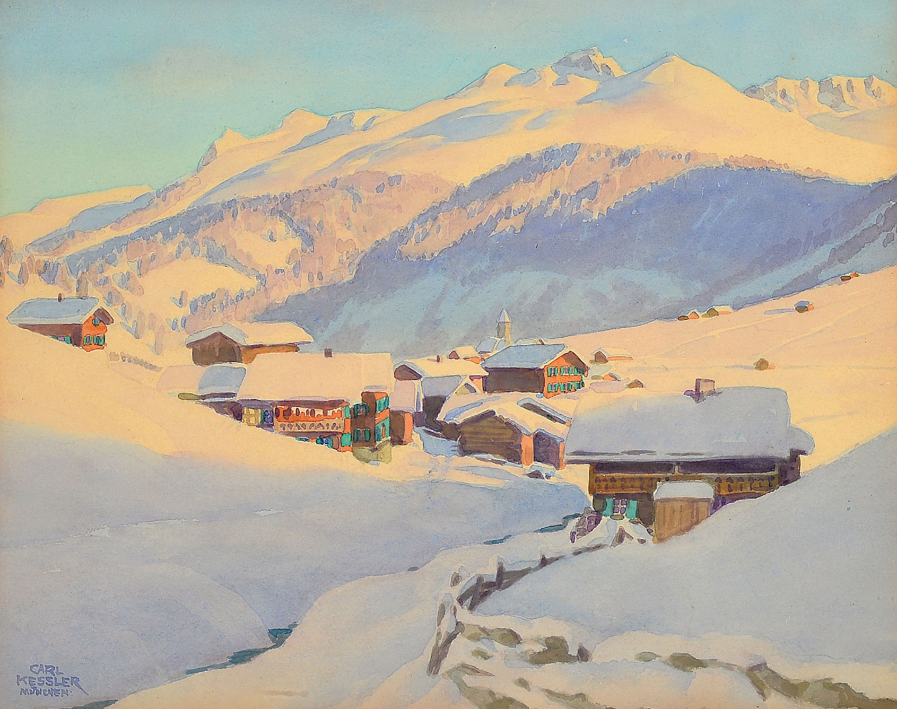 Image 27047252 - Carl Kessler, 1876 Coburg-1968 München, Verschneite Gebirgslandschaft mit ...