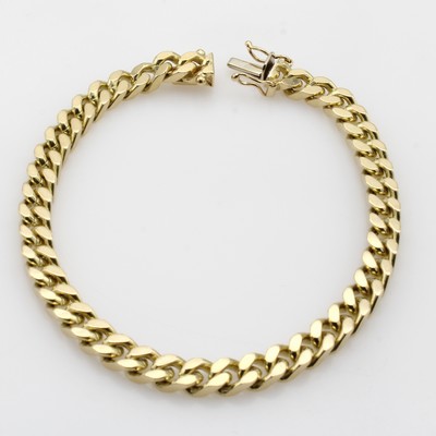 Image Massives Panzerarmband, GG 585/000, B. ca. 5 mm, Kastenschl. m. Sicherheisachten, L. ca. ...