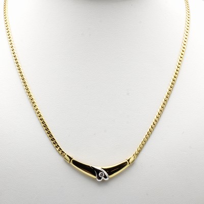 Image Collier mit Brillant, GG/WG 585/000, Brill. ca. 0.05 ct Weiß/si, Kastenschl. m. Sicher- ...