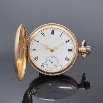 Image WALTHAM Herrensavonette in RG 375/000, USA um 1920, glattes 3-Deckel Gold Dennison Geh. ...