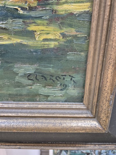 27047261b - René Clarot, 1882 Anderlecht-1972 Ixelles, Personen vor der Stadtmauer, Öl/Lwd, rechts ...