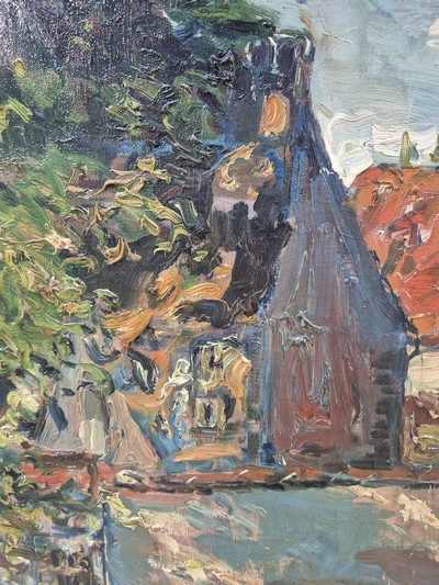 27047261c - René Clarot, 1882 Anderlecht-1972 Ixelles, Personen vor der Stadtmauer, Öl/Lwd, rechts ...