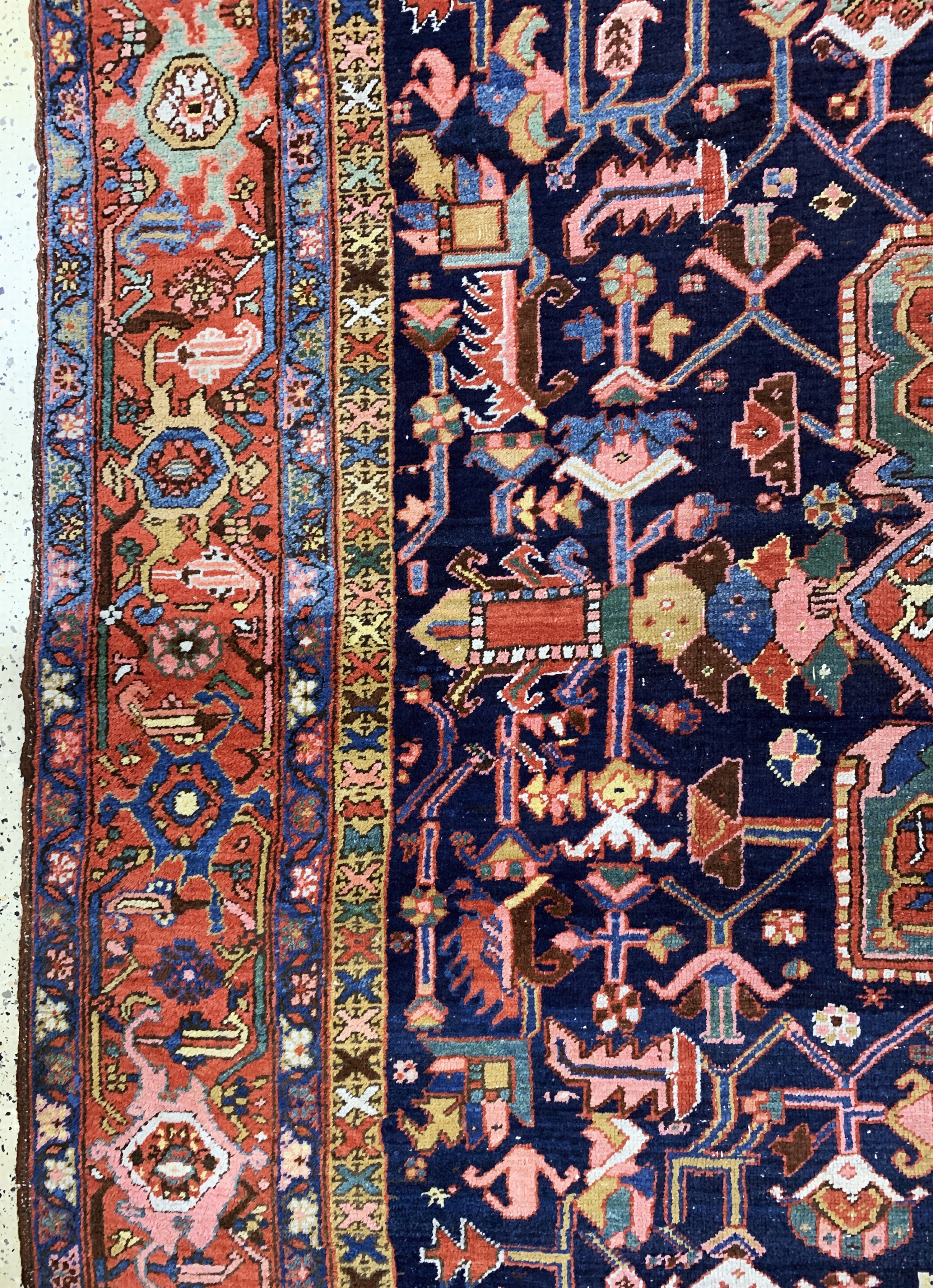 Detail d: Antiker Heriz, Persien, um 1900, Wolle auf Baumwolle, ca. 400 x 303 cm, EHZ: 3