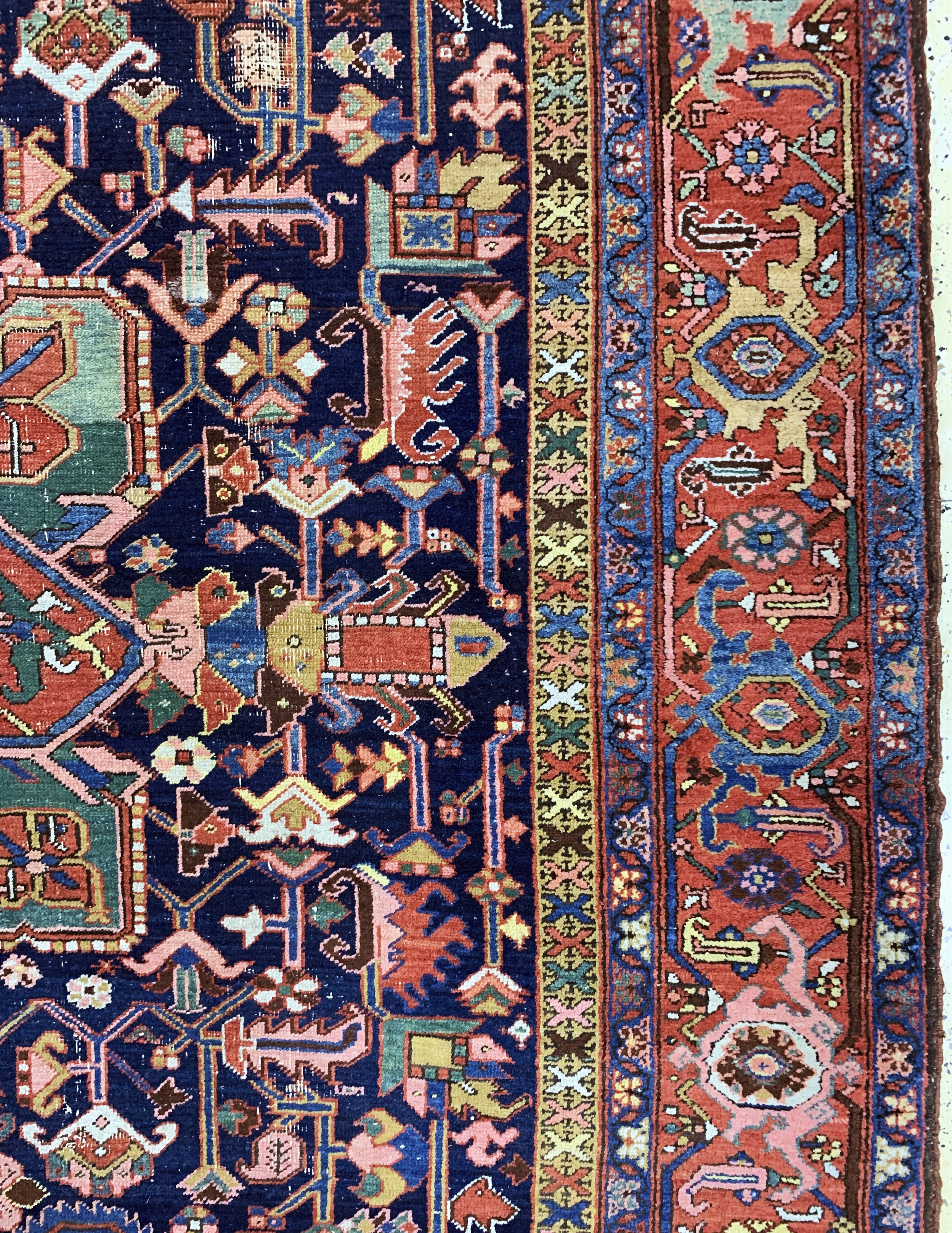 Detail f: Antiker Heriz, Persien, um 1900, Wolle auf Baumwolle, ca. 400 x 303 cm, EHZ: 3
