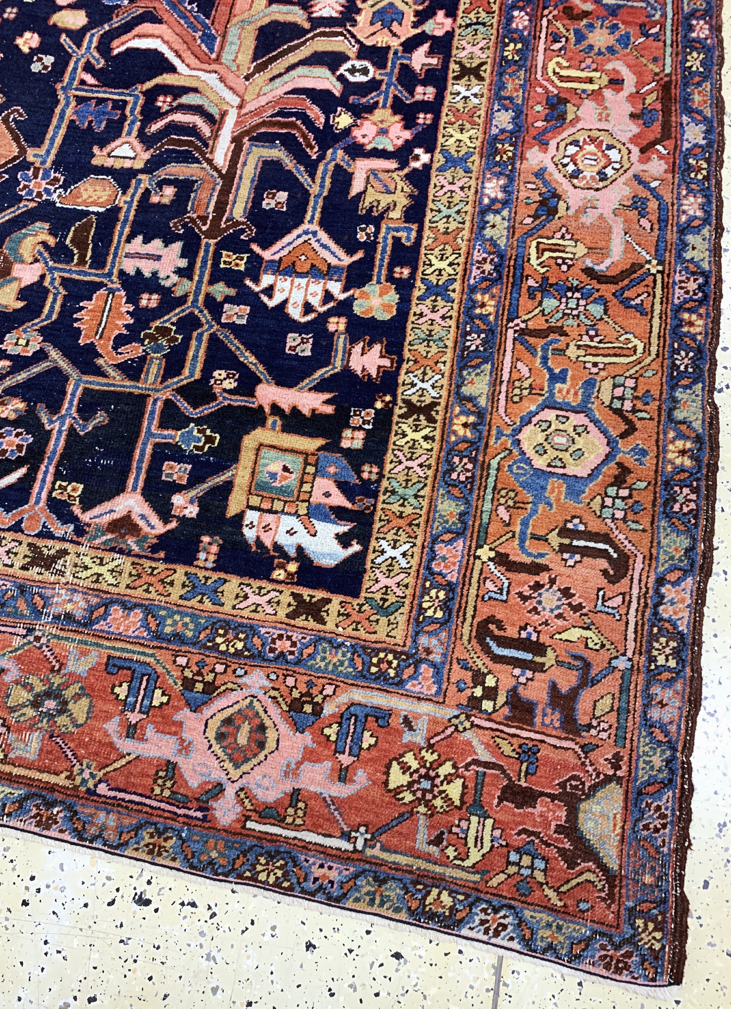 Detail g: Antiker Heriz, Persien, um 1900, Wolle auf Baumwolle, ca. 400 x 303 cm, EHZ: 3
