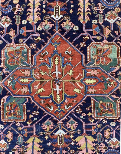 27047591e - Antiker Heriz, Persien, um 1900, Wolle auf Baumwolle, ca. 400 x 303 cm, EHZ: 3 ...