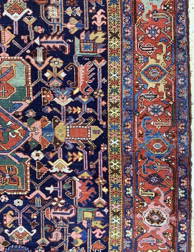 27047591f - Antiker Heriz, Persien, um 1900, Wolle auf Baumwolle, ca. 400 x 303 cm, EHZ: 3 ...