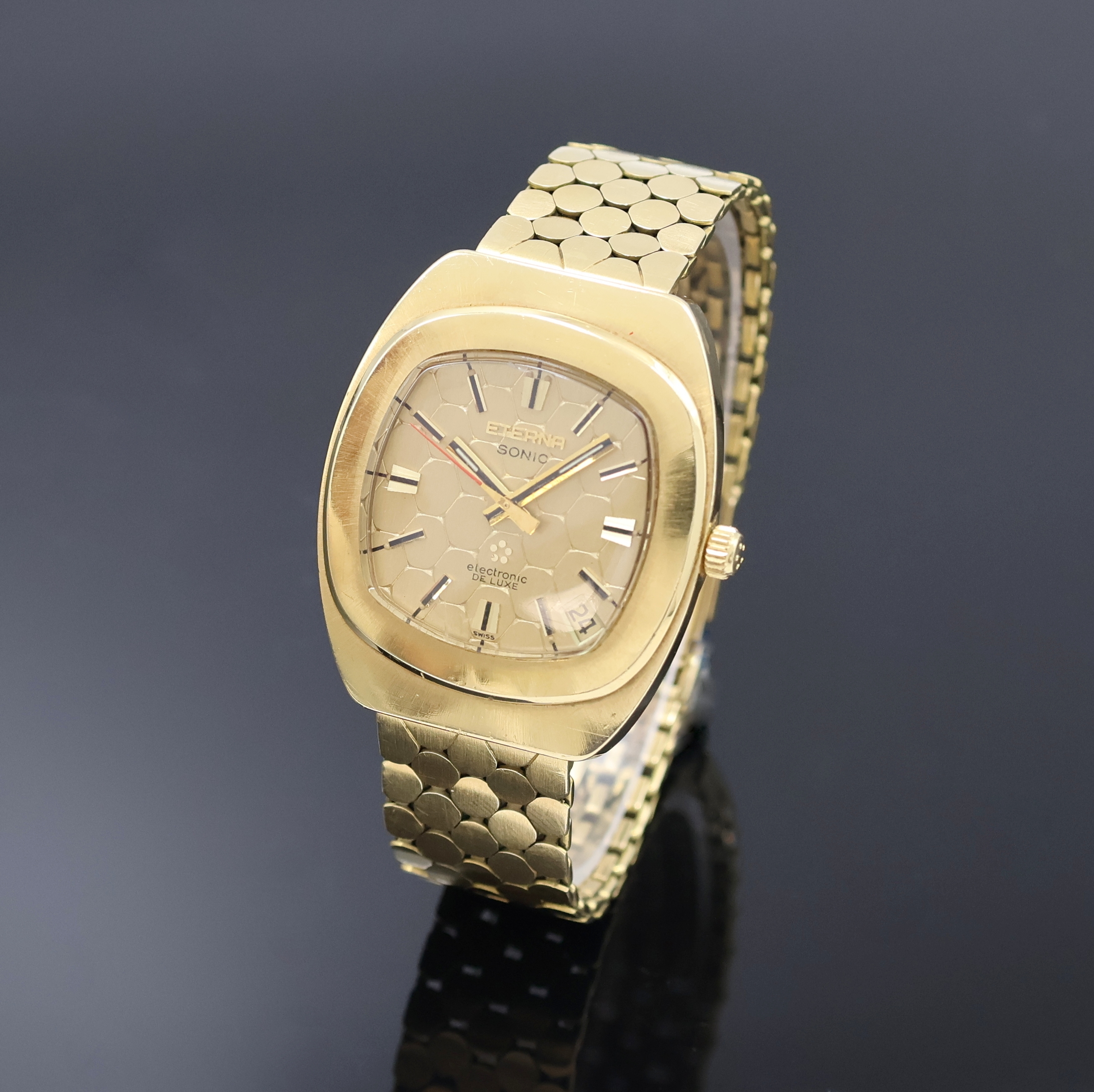 Image 27047613 - ETERNA Sonic Electronic De Luxe Herrenarmbanduhr in GG 750/000, Schweiz um 1970, Boden ...