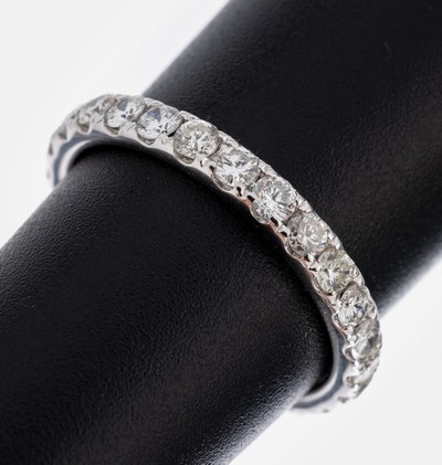 Image 14 kt Gold Brillant-Memoryring, WG 585/000,26 Brillanten zus. ca. 1.32 ct (grav.) ...