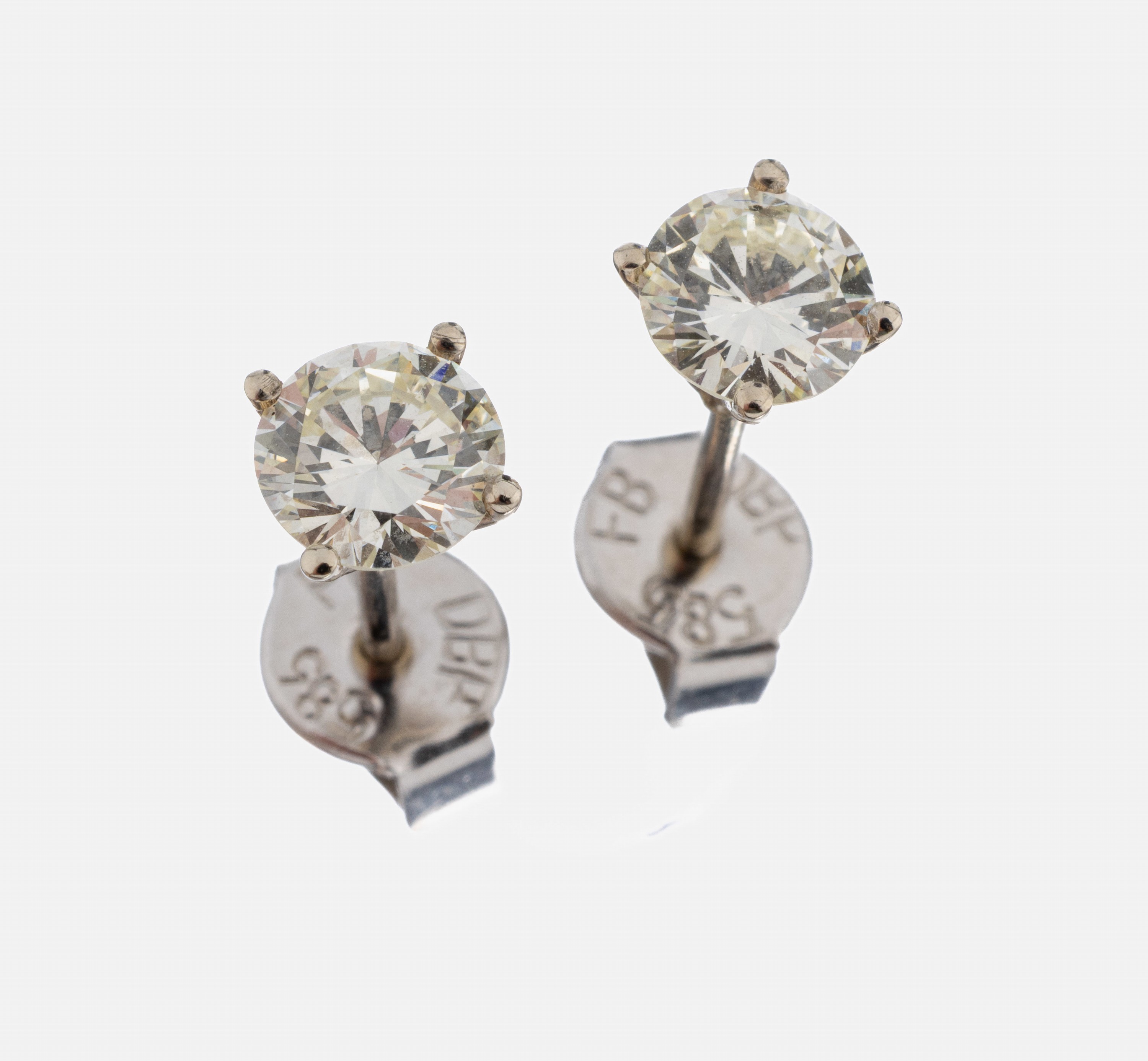 Image 27047892 - Paar 14 kt Gold Brillant-Ohrstecker, WG 585/000, 2 Brillanten zus. ca. 1.25 ct ...