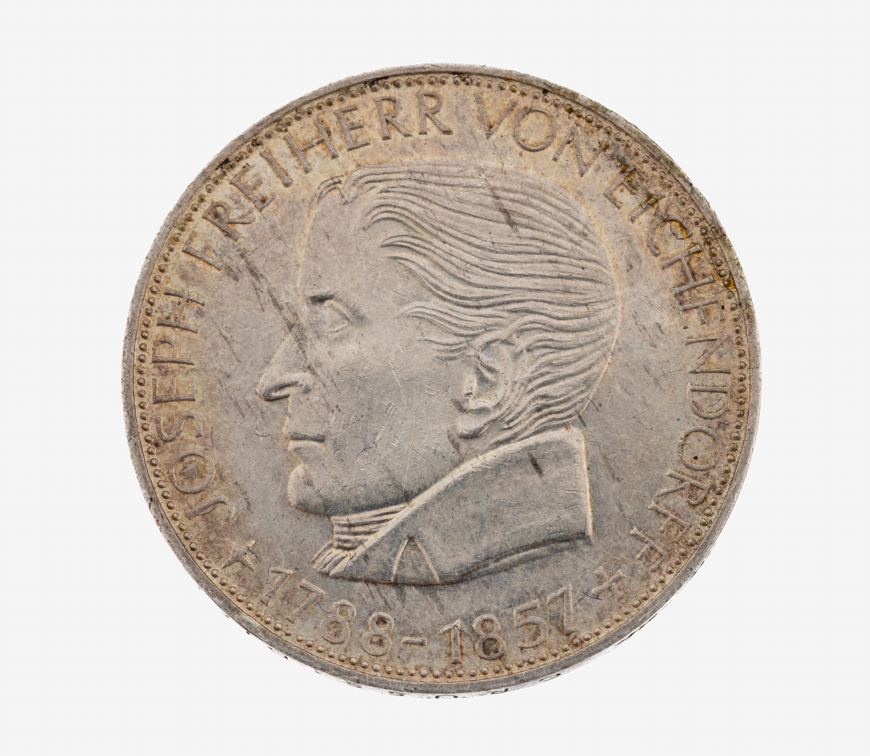 Image 27047897 - Silbermünze 5 Mark, Deutschland, 1957, Freiherr von Eichendorff