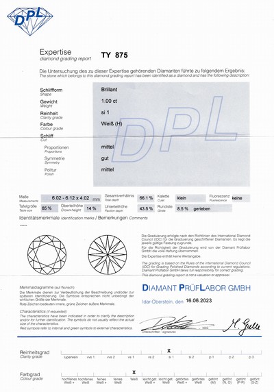 27047882a - 18 kt Gold Brillant-Ring, WG 750/000, mittig Brillant ca. 1.00 ct Weiß(H)/si1, ...