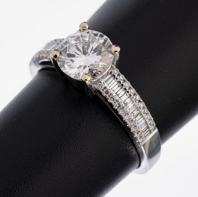 Image 18 kt Gold Diamant-Ring, WG 750/000, mittig Brillant ca. 1.25 ct feines ...