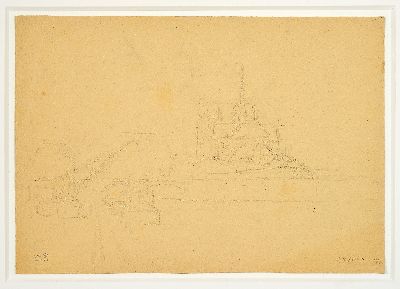 27047896k - Camille Pissarro, 1830-1903, Bleistiftzeichnung ´Notre-Dame de Paris (vue du Quai de la ...