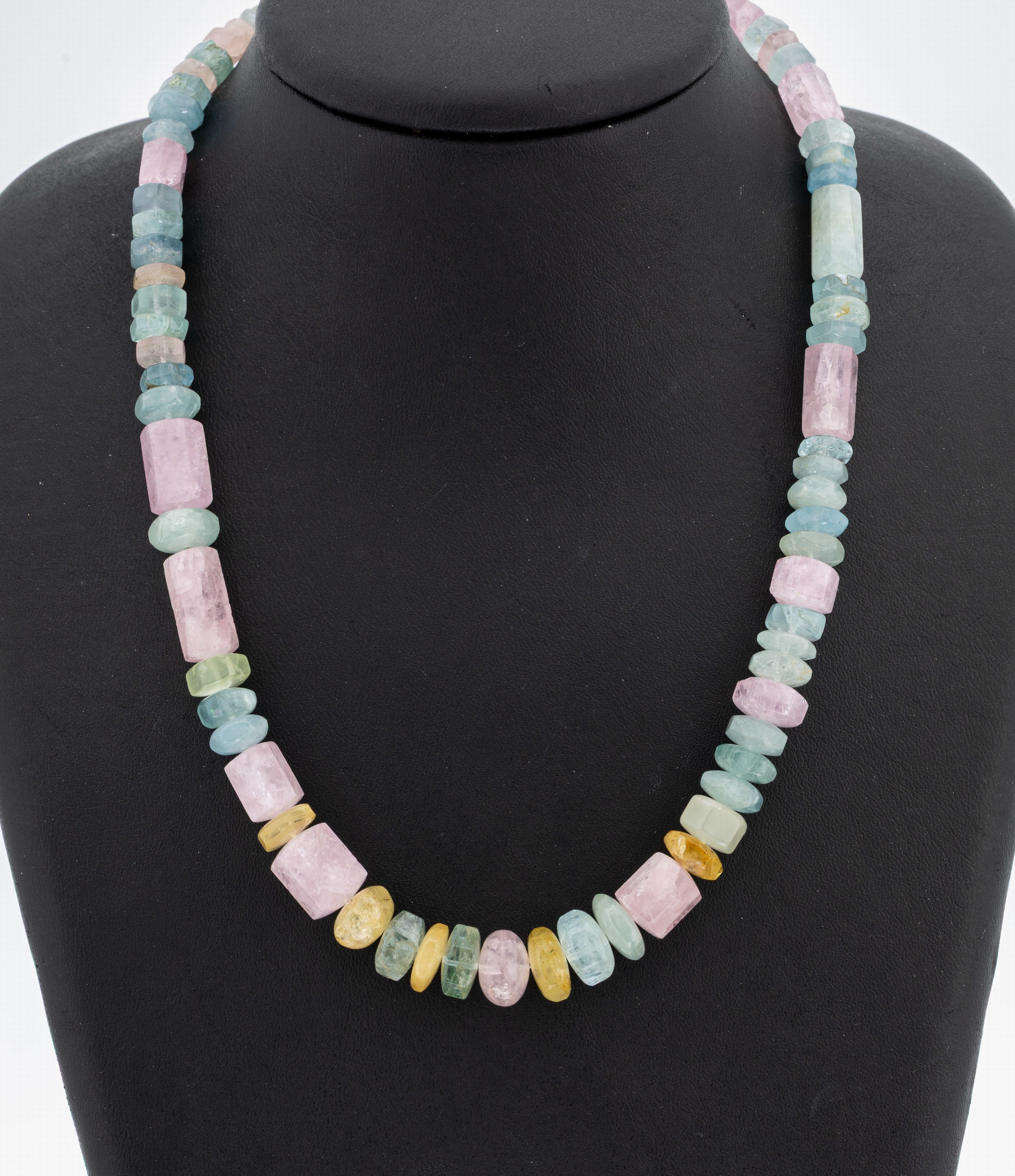 Image 27047943 - Farbstein-Collier, Glieder in versch. Größen und Formen, Aquamarine Morganite und ...