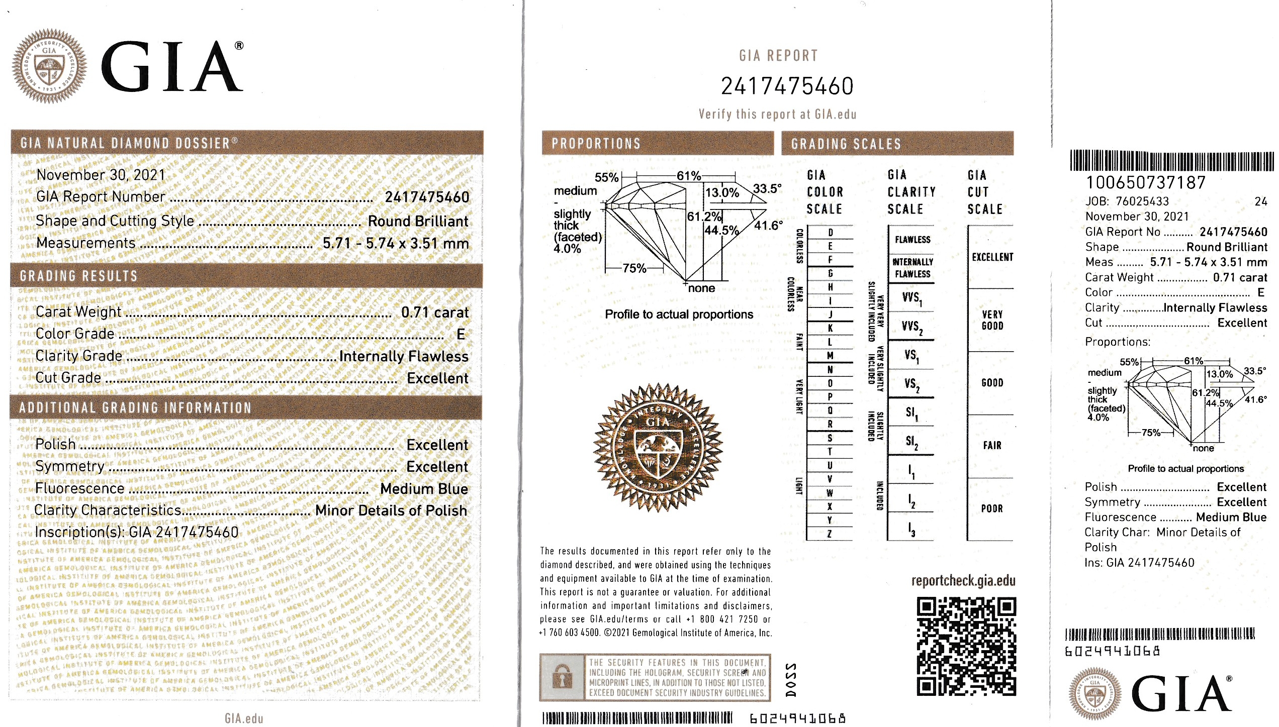 Detail a: Platin Brillant-Ring, Pt 950, mittig Brillant ca. 0.71 ct hochfeines Weiß(E)/if, Ringschultern mit 8 Brillanten zus. ca. 0.08 ct Weiß/si, RW 50, ...