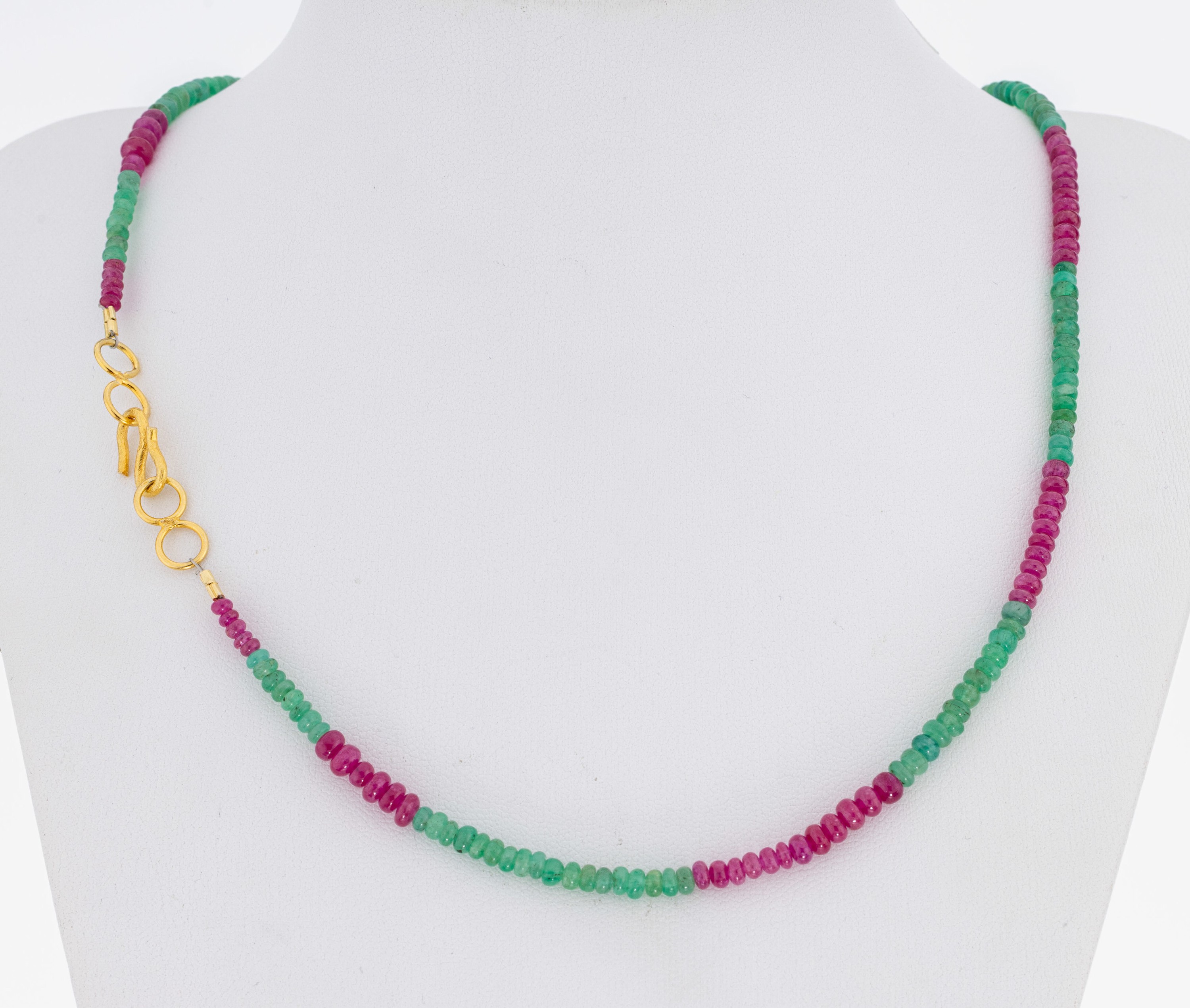 Image 27047972 - Smaragd-Rubin-Collier, Smaragd- und Rubin- Linsen, D. ca. 2.6-3.7 mm, L. ca. 47.5 cm, ...