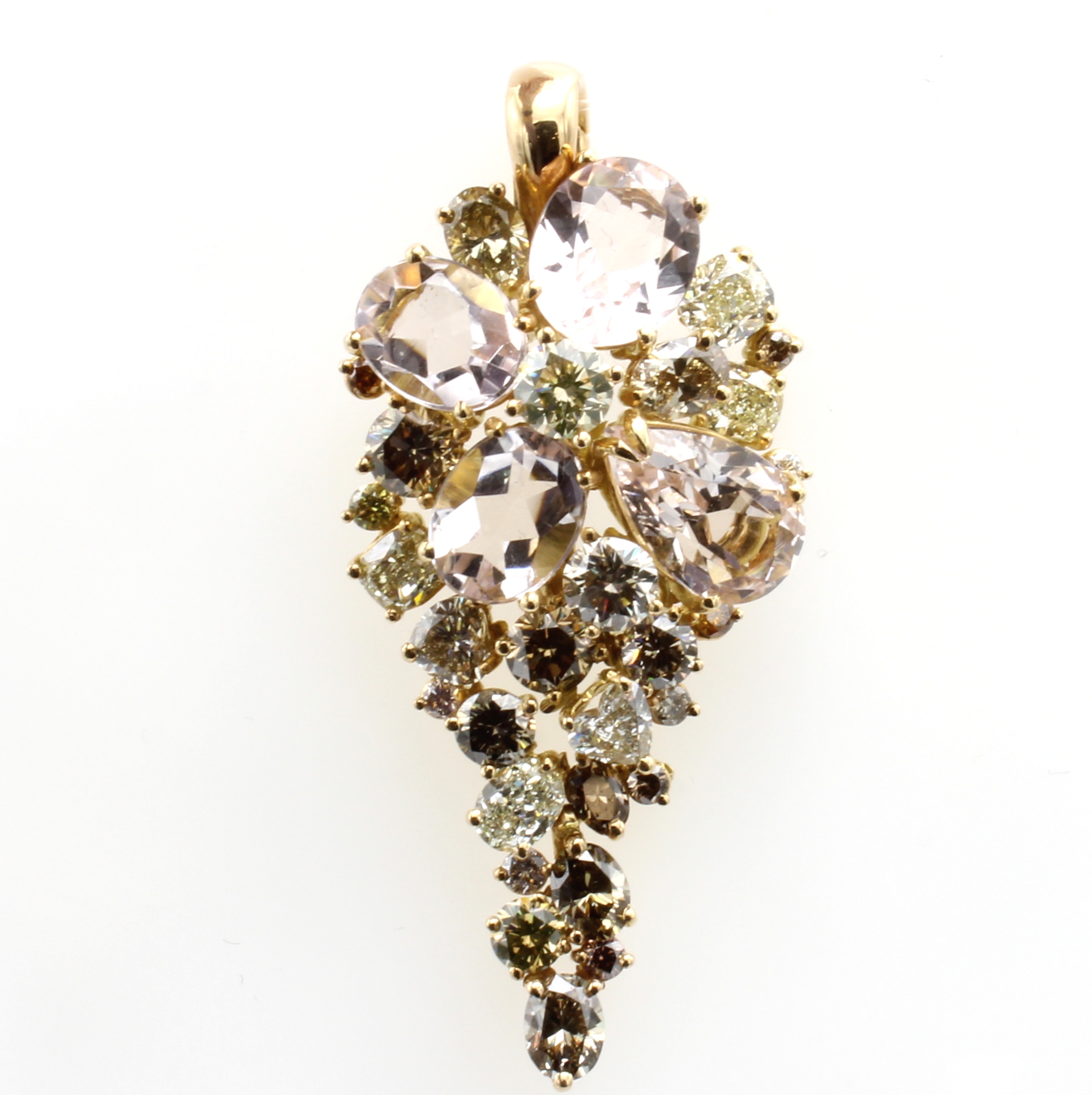 Image 27047979 - Clipanhänger mit Morganiten und Diamanten, GG 750/000, Diam. in versch. Schliffarten ...