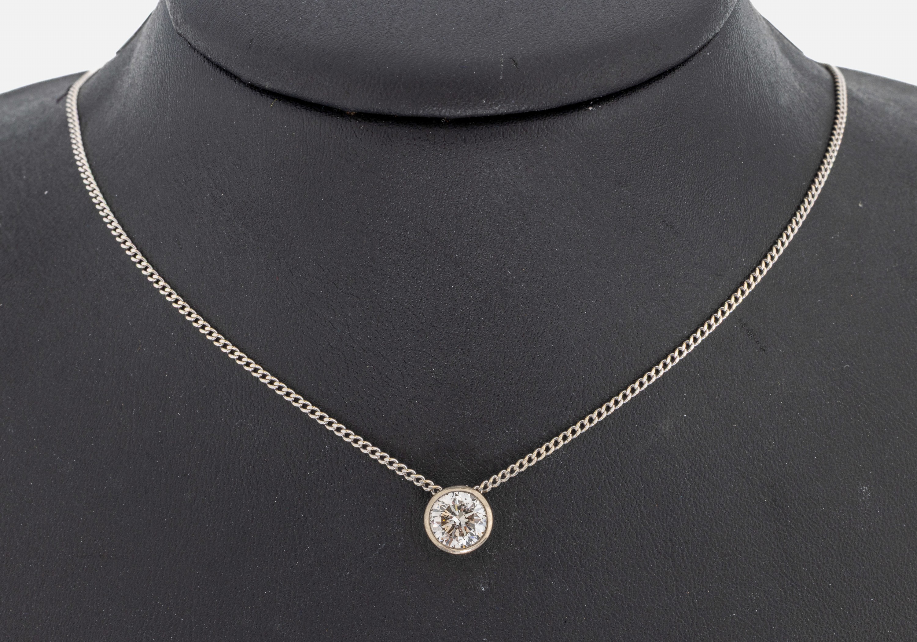 Image 27047983 - 14 kt Gold Brillant-Collier, WG 585/000, Brillant in Zargenfassung, bewegl. ...