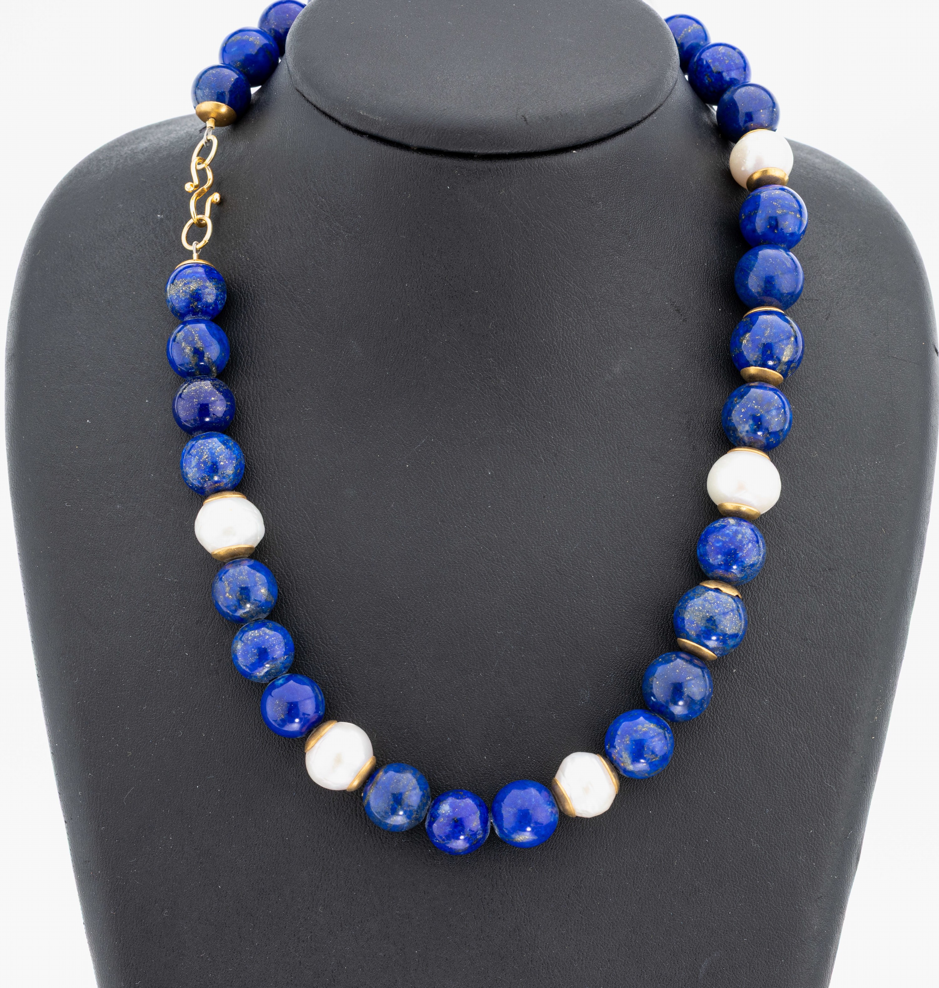Image 27047992 - Lapislazuli-Perl-Collier, Lapislazuli- Kugeln mit Pyrit-Einschlüssen, D. ca. 11-13 mm, ...