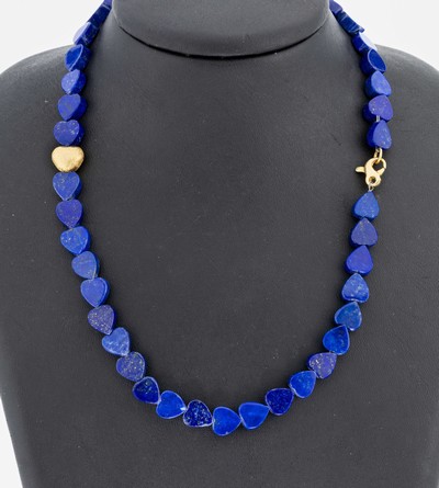 Image Lapislazuli-Collier, herzf. Lapislazuli -Glieder, 1 Glied Silber verg., L. ca. 44 cm, ...