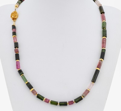 Image Turmalin-Collier, facett. Turmalin-Ronden in versch. Farben, teilw. mit Farbverlauf, ...