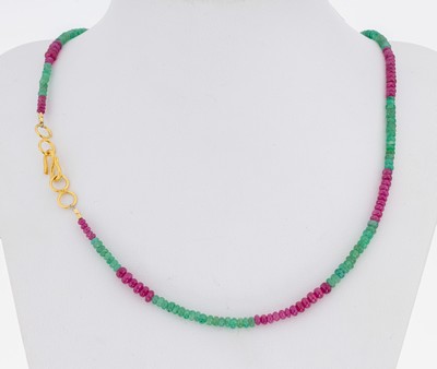 Image Smaragd-Rubin-Collier, Smaragd- und Rubin- Linsen, D. ca. 2.6-3.7 mm, L. ca. 47.5 cm, ...