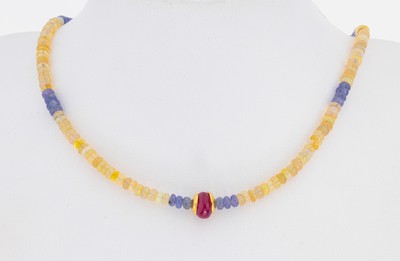 Image Opal-Tansanit-Rubin-Collier, Opal-Linsen, schönes Farbspiel, Tansanit-Linsen, ...