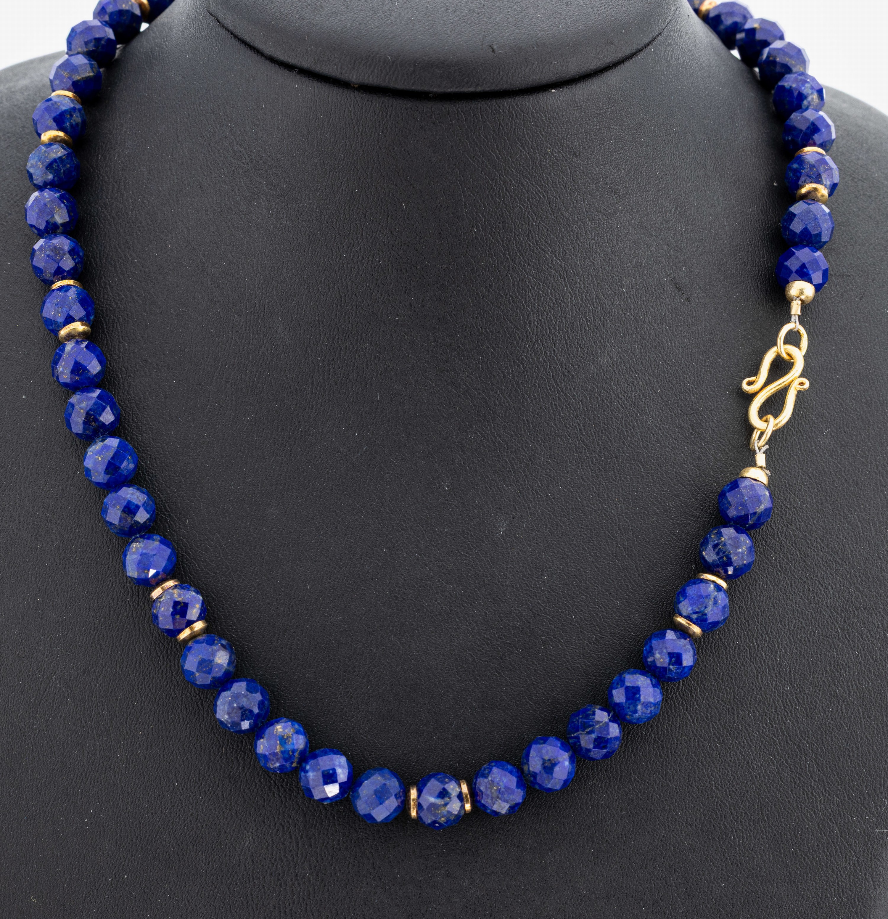 Image 27048020 - Lapis lazuli-necklace , S-clasp and intermediate rondels metal gold plated, bevelled ...