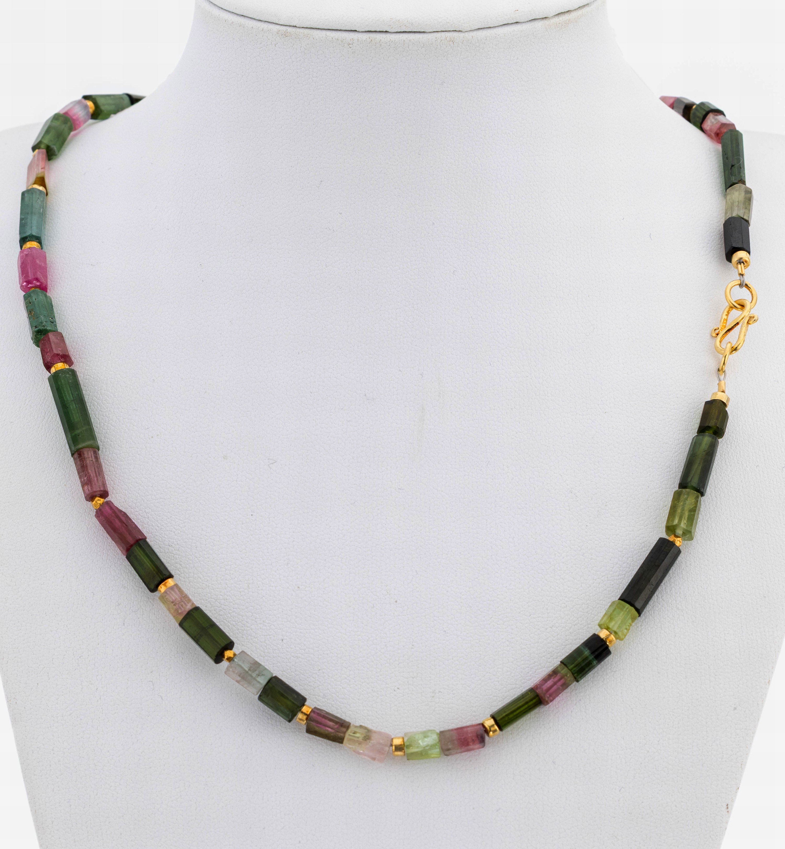 Image 27048021 - Turmalin-Collier, facett. Turmalinstäbe in grün und pink, S-Schließe und ...