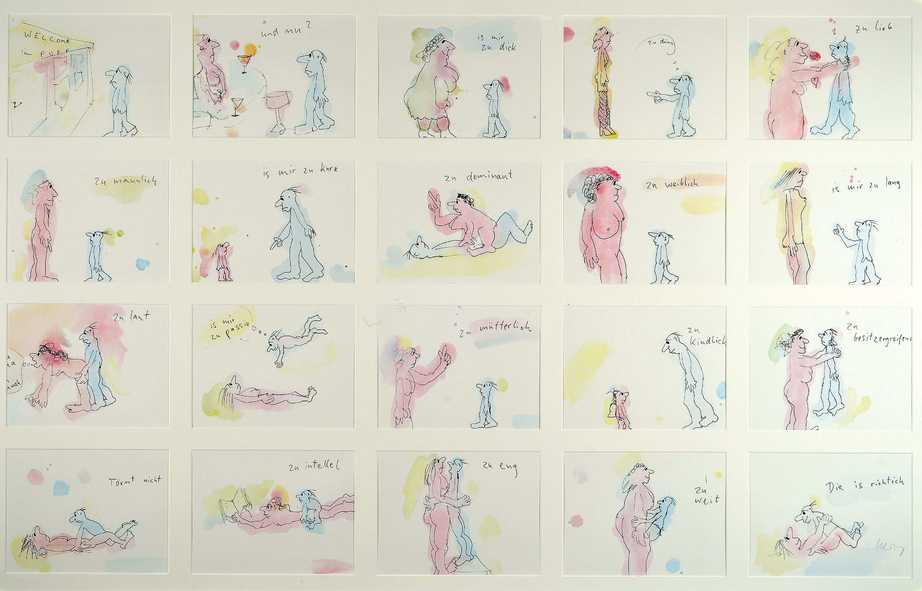 Image 27048030 - Udo Lindenberg, geb. 1946, Im Puff, 20 kleine Farblithos in einem Rahmen, die letzte ...