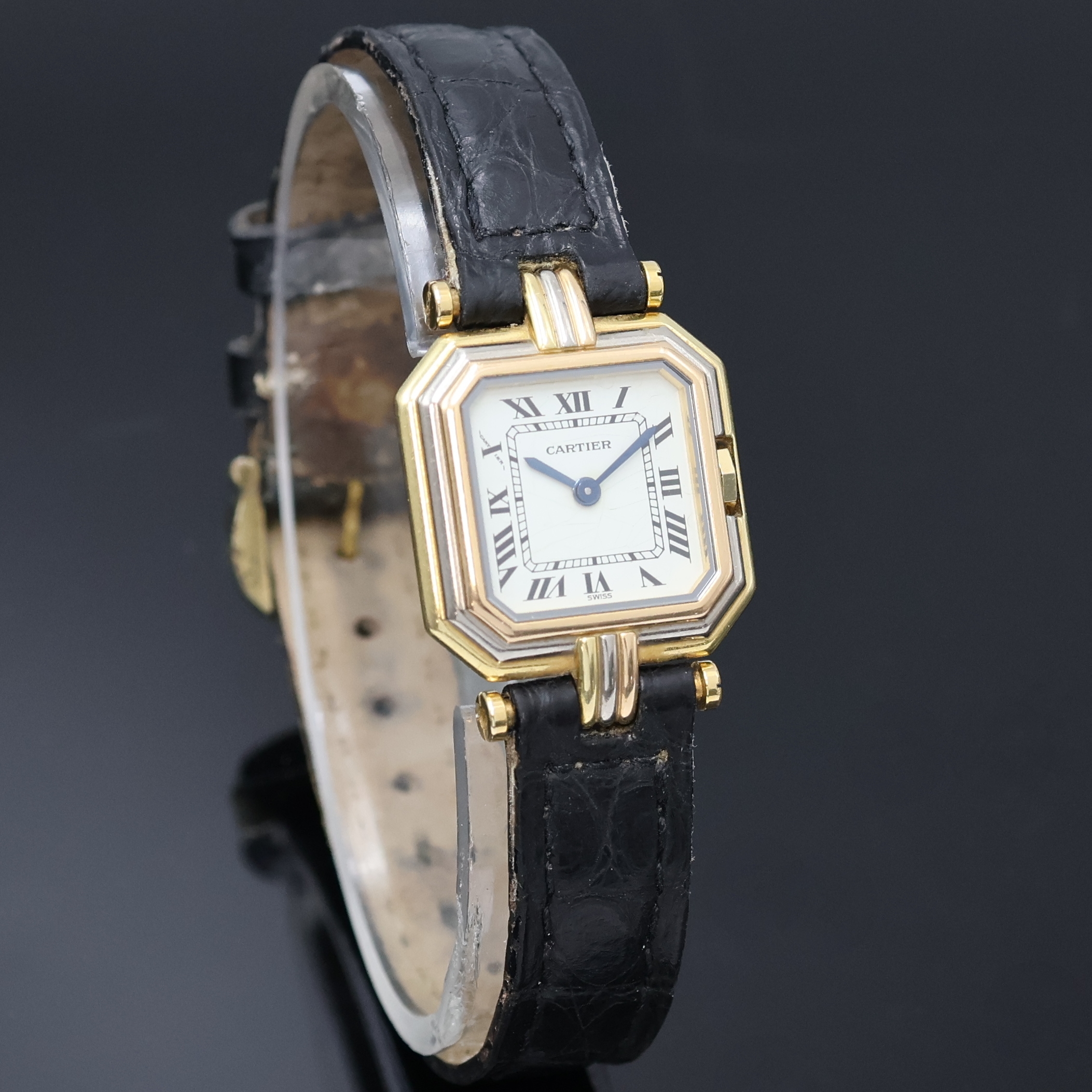 Detail b: CARTIER Paris Damenarmbanduhr Ceinture in GG/WG/RG 750/000, Schweiz/Frankreich um 1990, Boden 4-fach verschr. (eine Schraube zu ers.), orig. ...