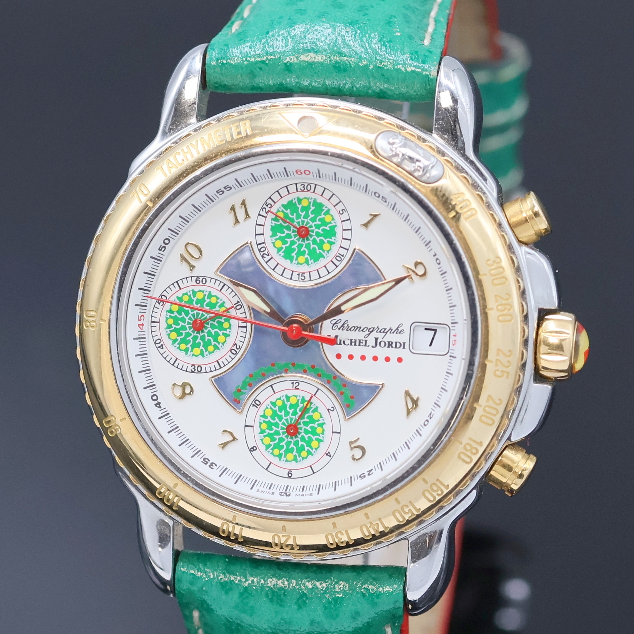Detail a: MICHEL JORDI auf 499 Stück limitierter Armbandchronograph Referenz 3970, Schweiz um 1995, Automatik, beids. vergl. Edelstahlgeh., Boden 6-fach ...