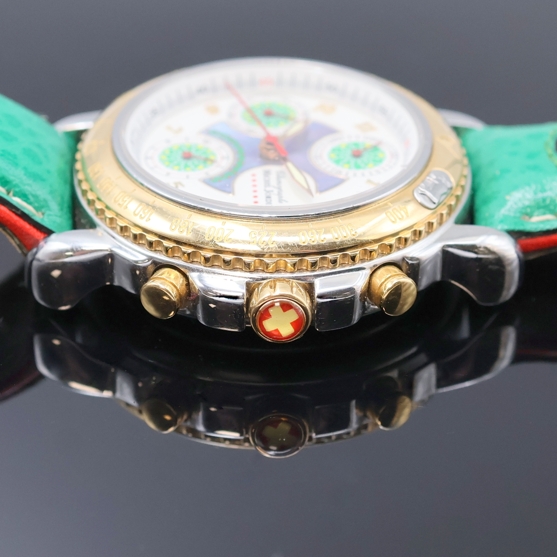 Detail d: MICHEL JORDI auf 499 Stück limitierter Armbandchronograph Referenz 3970, Schweiz um 1995, Automatik, beids. vergl. Edelstahlgeh., Boden 6-fach ...