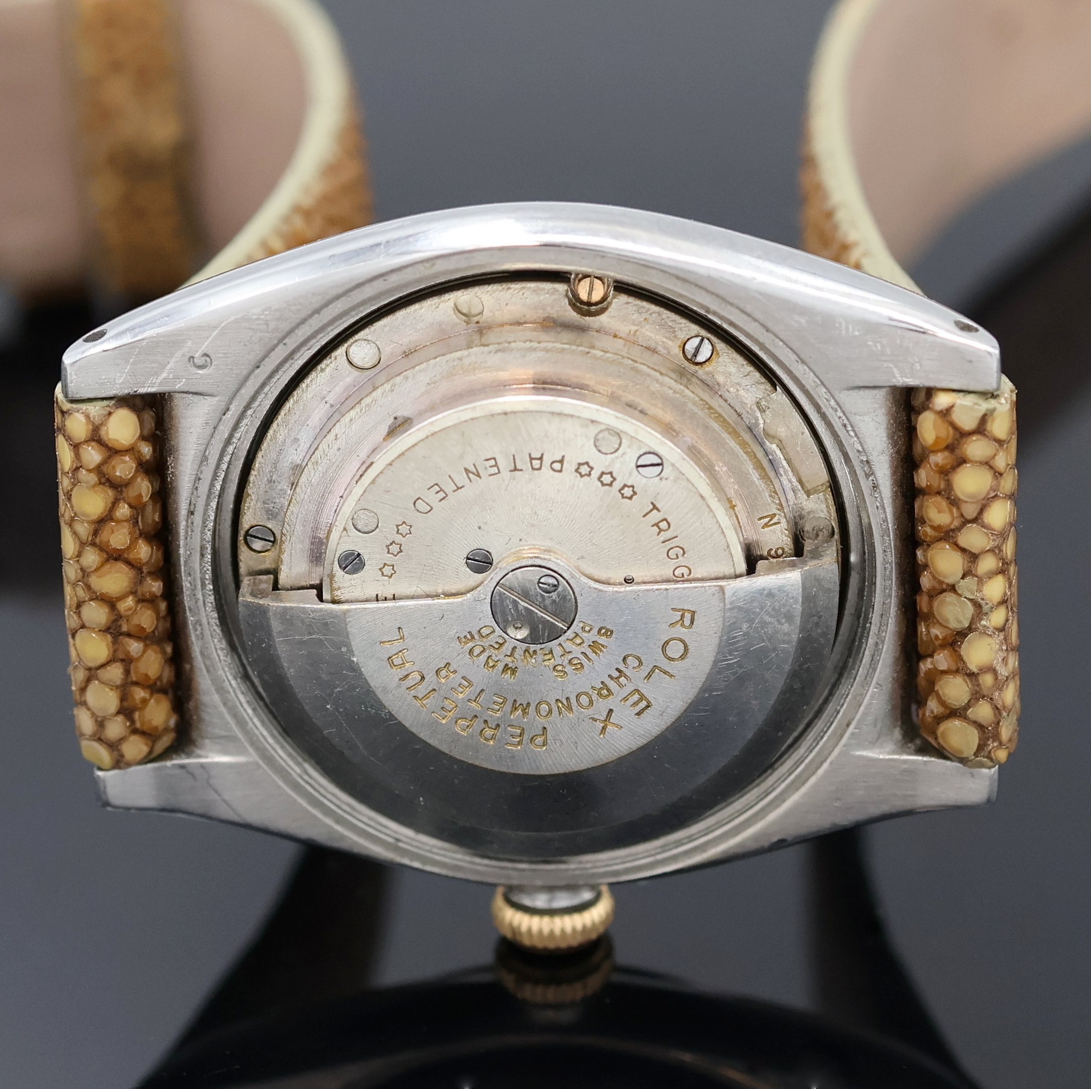 Detail f: ROLEX Oyster Perpetual Bubble Back Chronometer Armbanduhr Referenz 3133, Schweiz um 1947, Automatik, Edelstahlgeh., Boden u. Krone verschr., ...