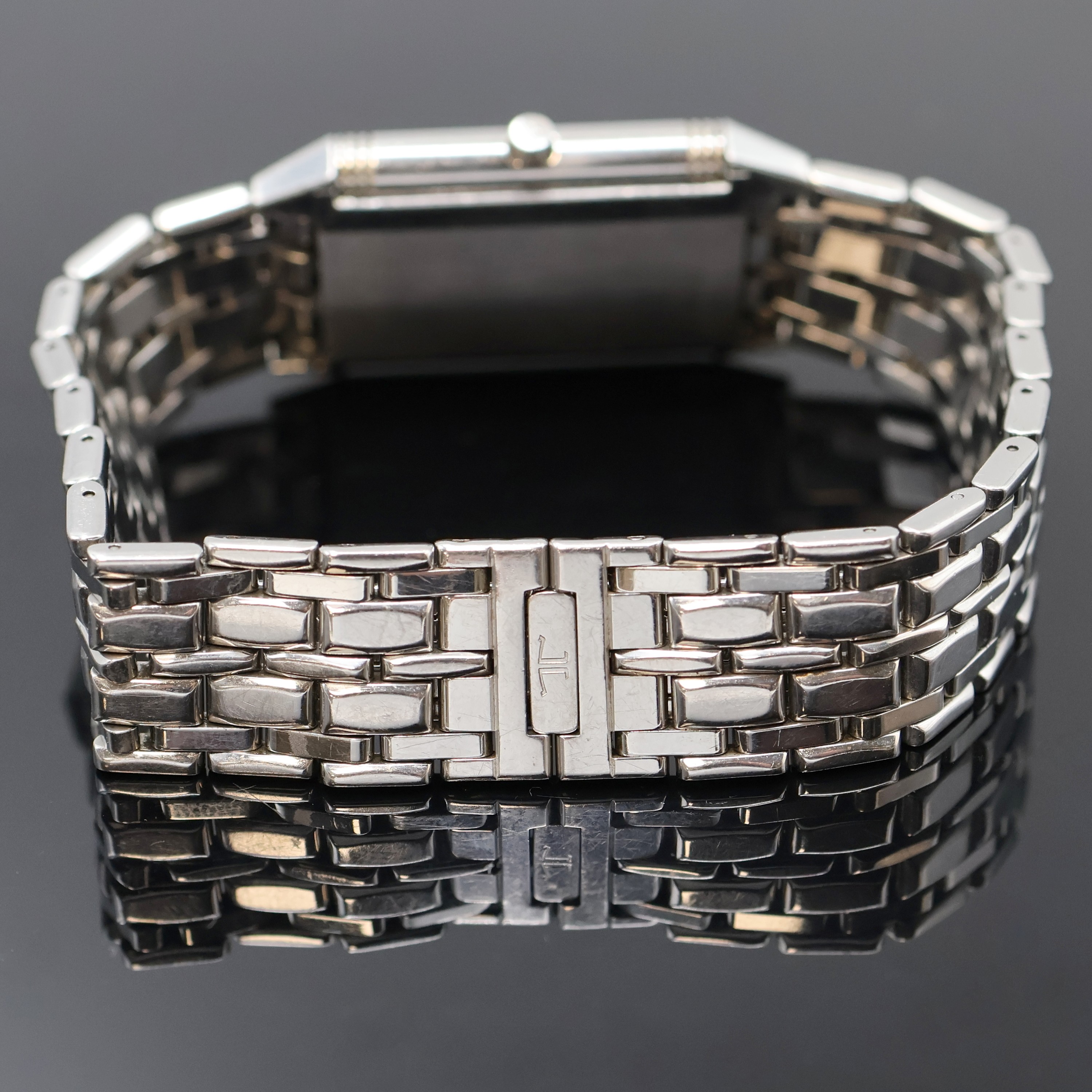 Detail c: Jaeger-LeCoultre Reverso Herrenarmbanduhr in Edelstahl Referenz 250.8.86, Schweiz um 1992, Handaufzug, um 180 Grad drehbares Wendegehäuse inkl. ...