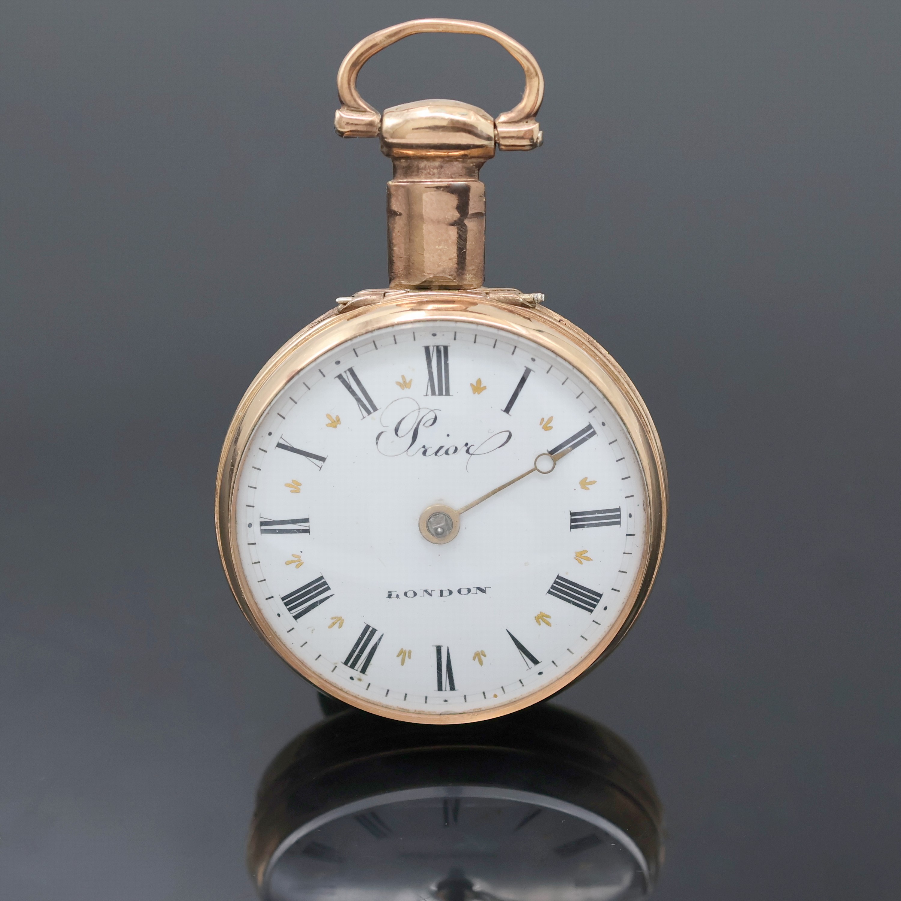 Image 27048081 - PRIOR London vergoldete Spindeltaschenuhr, um 1820, Schlüsselaufzug, glattes Geh., ...