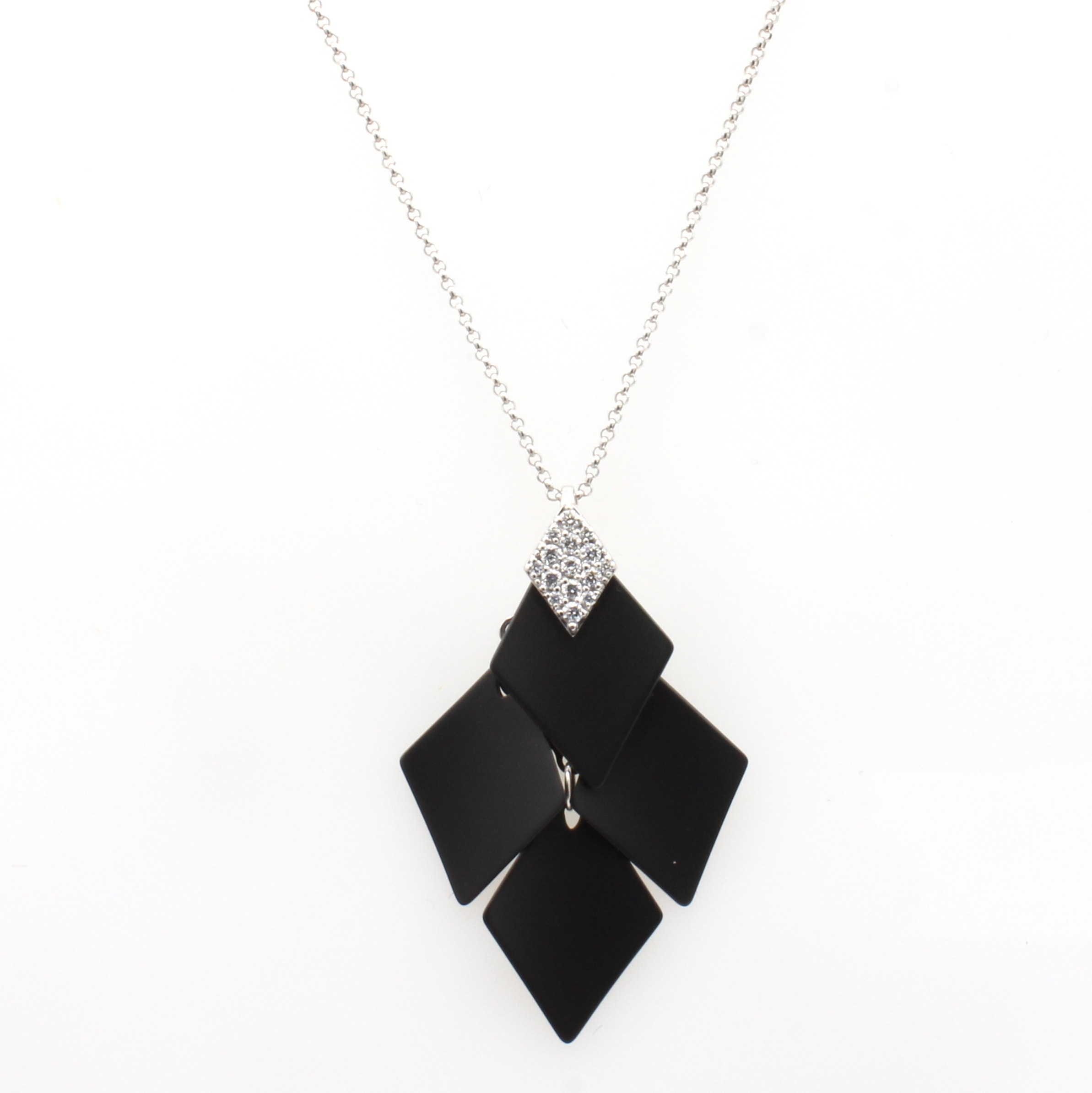 Image 27048090 - Anhänger mit Hämatiten und Brillanten, WG 750/000, Brill. zus. ca. 0.12 ct feines ...