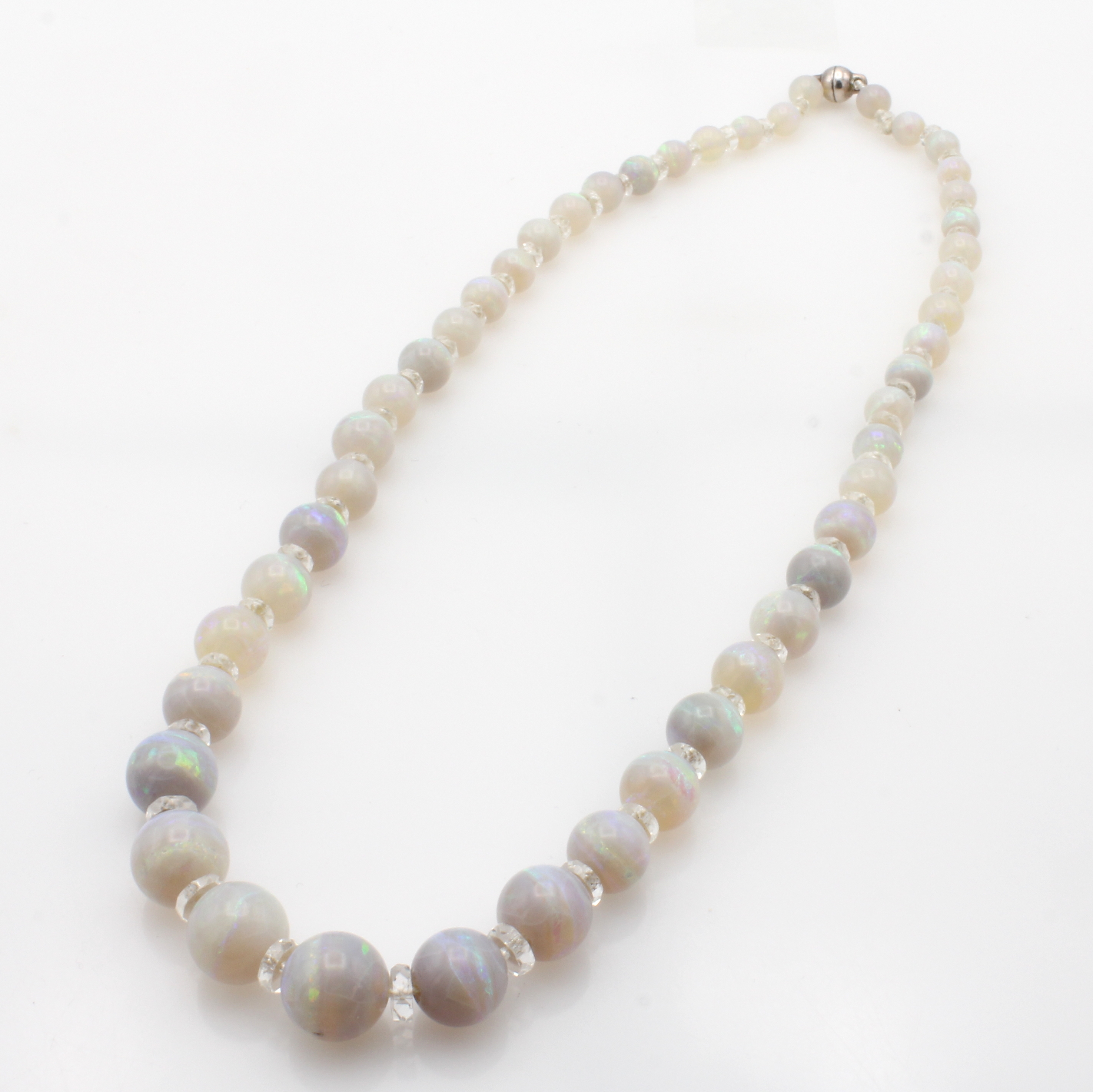 Image 27048098 - Kette mit Opalen und Bergkristallen, Magnet-schl. 925er Silber, Opale v. sehr schönem ...