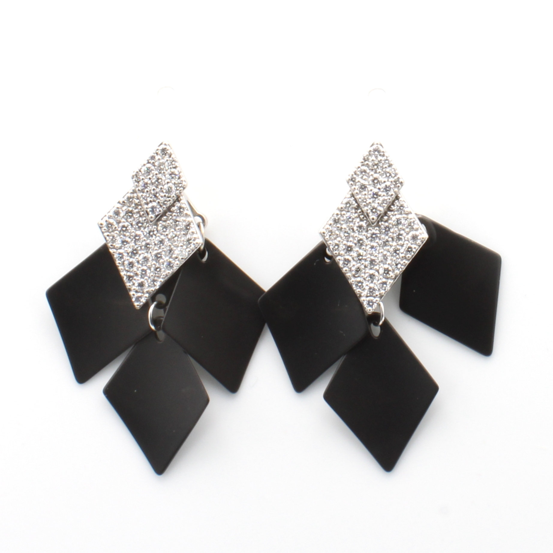 Image 27048099 - Paar Ohrstecker mit Hämatiten und Brillanten, WG 750/000, Brill. zus. ca. 0.80 ct ...